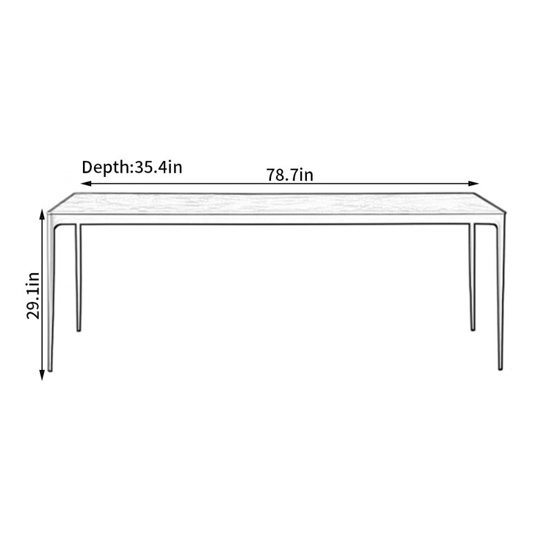 Kryska Metal Base Dining Table, 29.1"H x 35.4"L x 78.7"W