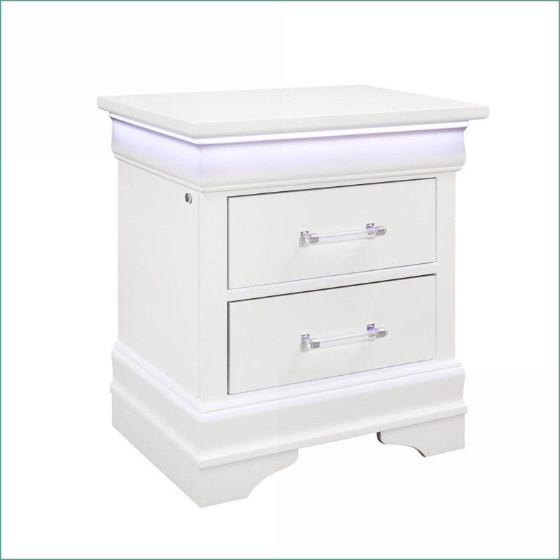 Table de chevet 2 tiroirs Charleston, Blanc