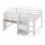 Full Low Loft Bed With Desk, Cabinets, Bookcase & Whiteboard-1869671782