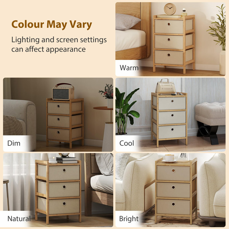 3 Drawer Storage Drawer, Cream White