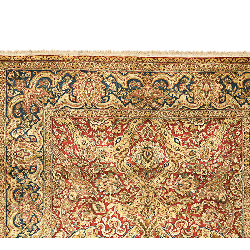 High-Quality Hand-Knotted Red And Blue Area Rug, Rectangle 8'3" x 9'11"