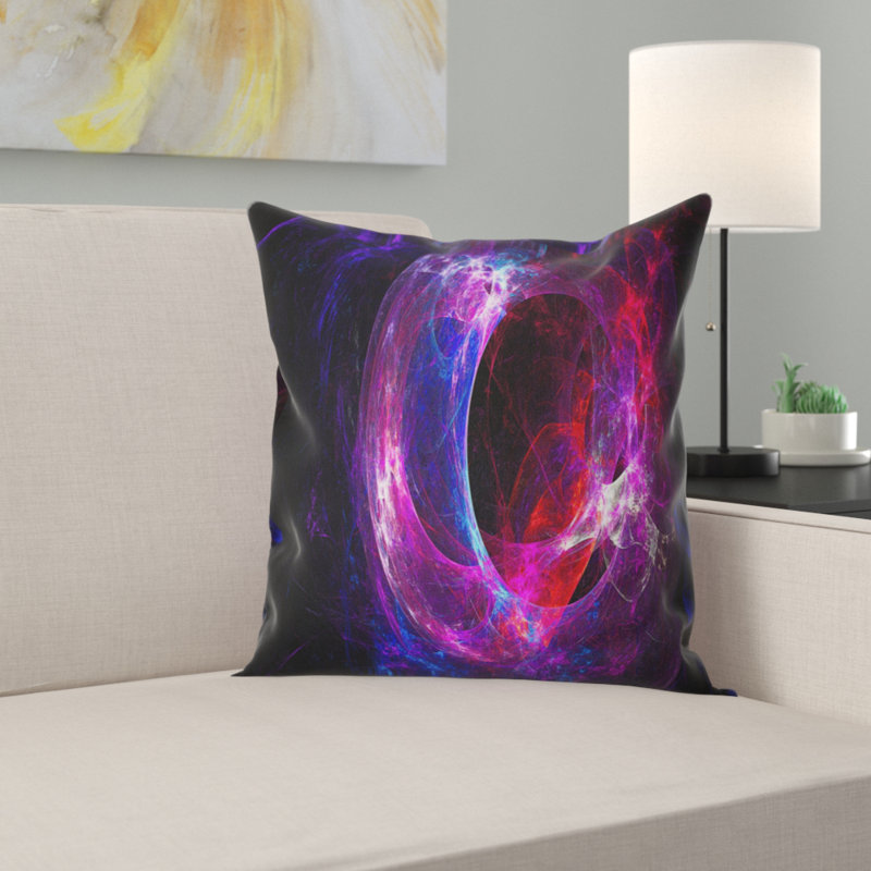 Far Spherical Galaxy - coussin imprimé abstrait, 16 po x 16 po, Coussin décoratif