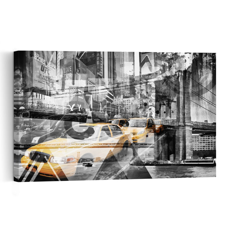 «Dynamic New York City», impression d'art abstrait géométrique moderne, H 16 po x l 24 po