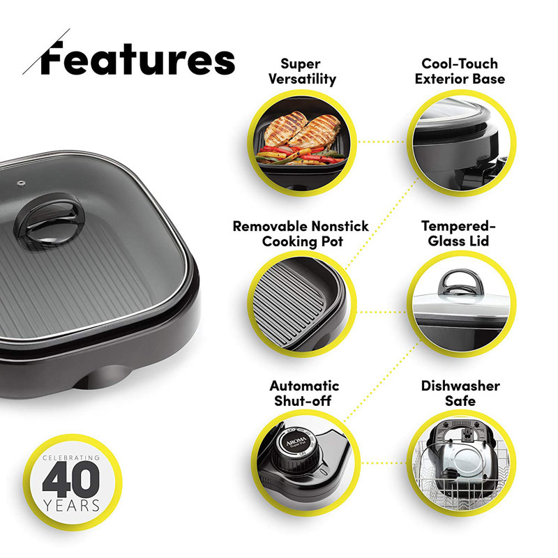 Aroma 3 Qt. 3-in-1 Grillet with Lid
