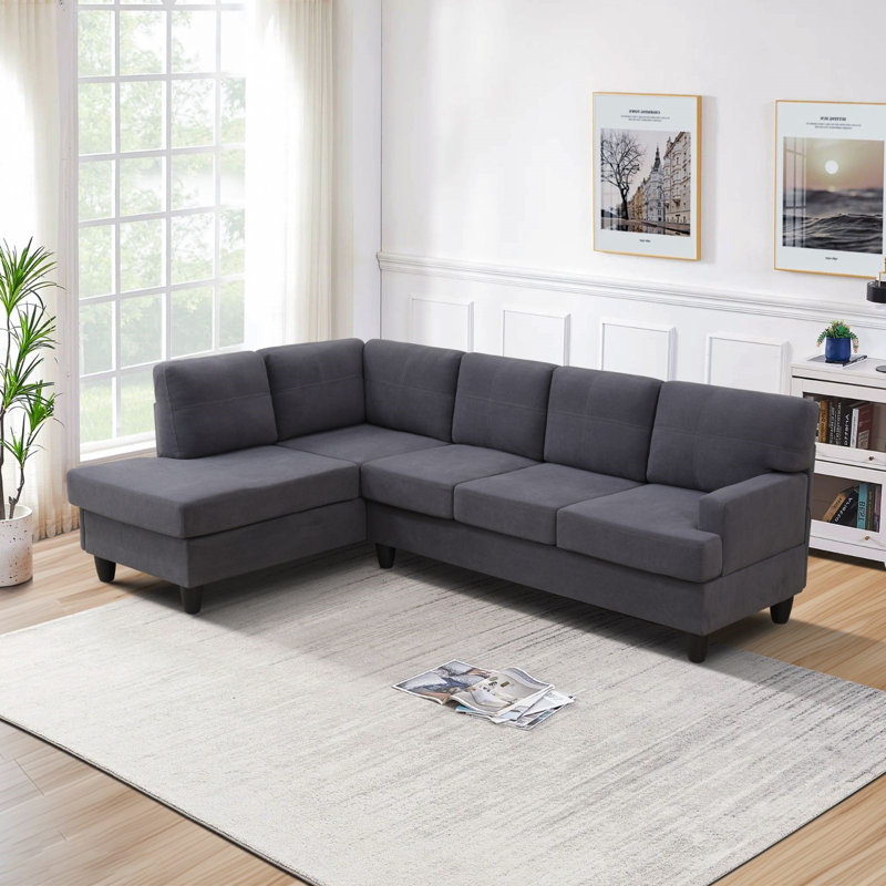 Meimei 96" Modular Design Breathable Fabric Sectional, Left Hand Facing, Dark Gray Fabric