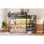 Lit mezzanine double avec escalier, lit mezzanine double en métal avec éclairage et rangement, lit mezzanine haut avec garde-robe et rangement pour enfants, adolescents et adultes-1785192784