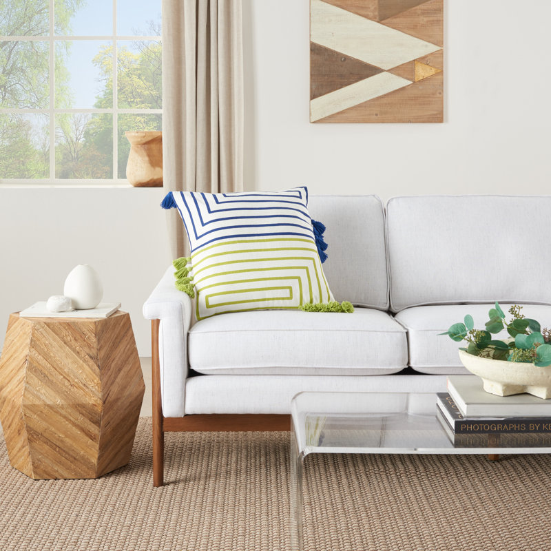 Tassels Throw Pillow, Lime Blue