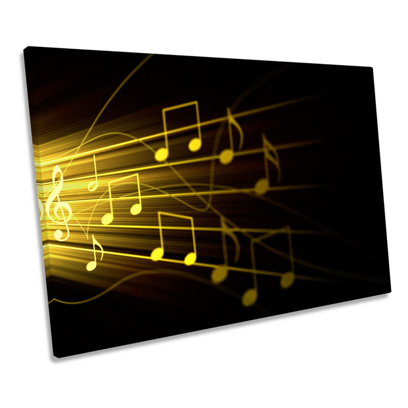 Yellow Musical Notes Abstract - Wrapped Canvas Print, 91.4cm H x 137.2cm W x 4cm D