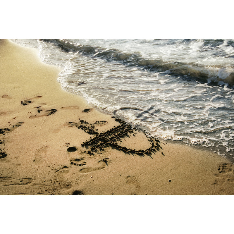 Dessin du dollar sur la plage de sable par Imagedepotpro, H 20 po x l 30 po