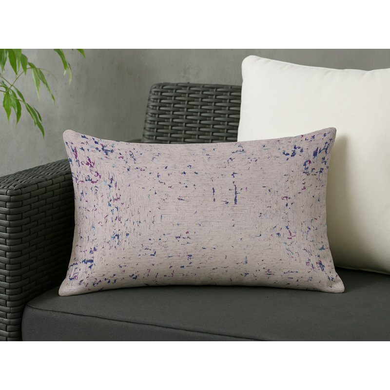 Coussin décoratif intérieur et extérieur Modern, Beige abstrait 47, Rectangle H 18 po x l 25 po