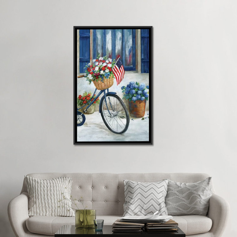 «Patriot Bike II» par Nan - impression, H 48 po x l 32 po x P 1,5 po, Cadre noir