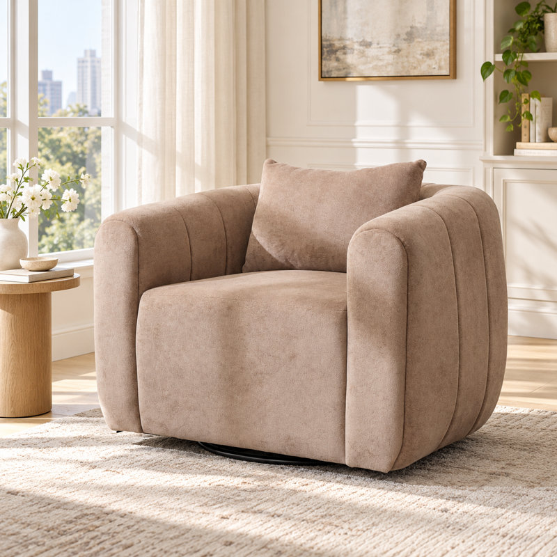 Fauteuil pivotant de 36 po de largeur, Polyester brun clair