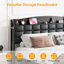 Upholstered Bed Frame with Open Storage Headboard, Charging Station-202781862