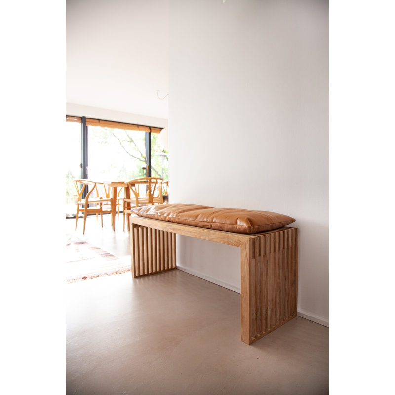 Riback Solid Wood Bench, Brown, 43cm H x 104cm W x 35cm D