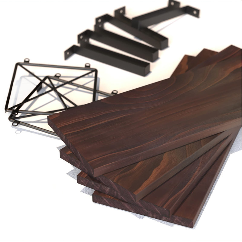 3 Piece Pine Floating Shelf, Rustic Brown