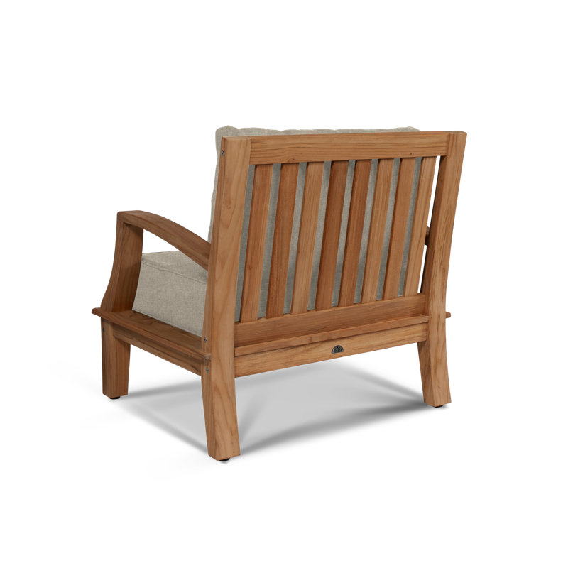 Grande Patio Chair with Sunbrella Cushions, Sunbrella® Cast Silver, Natural Wood