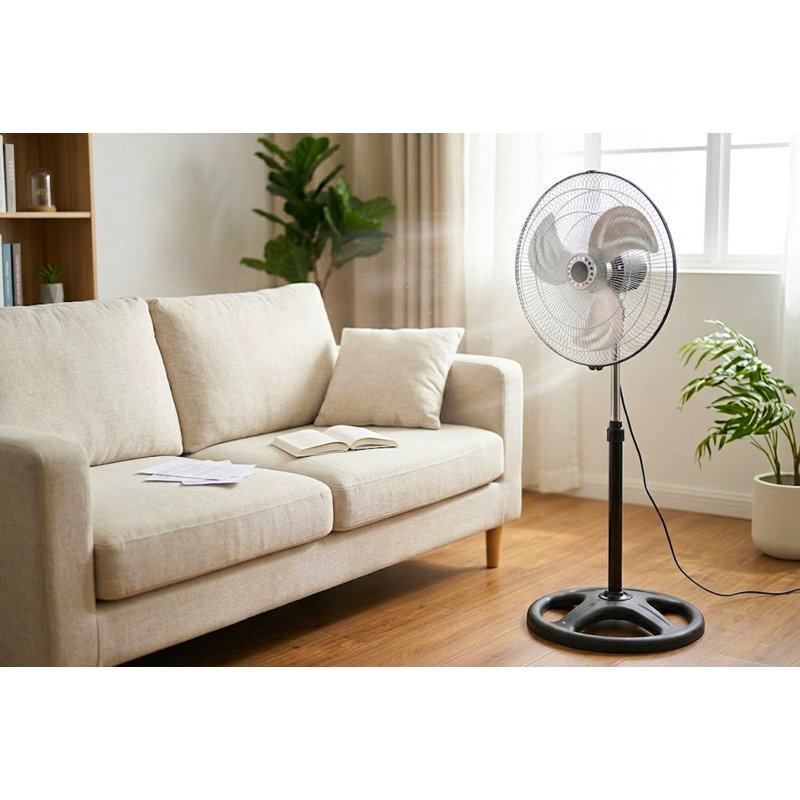 18" Chrome Metal Stand Fan ETL Certified Industrial Heavy Duty 