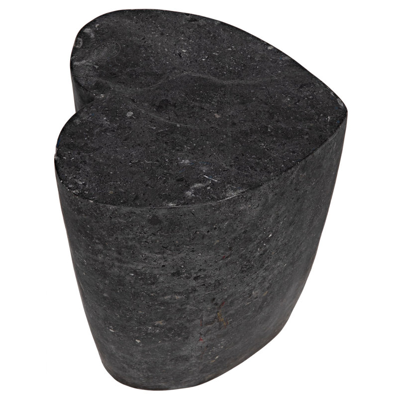 Noir Heart 18" Geometric Black Marble Block End Table