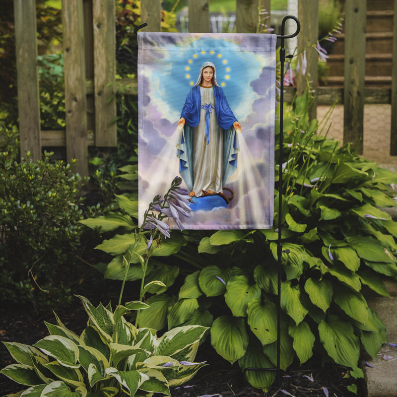 Multicolor Polyester Religious Blessed Virgin Mother Mary Garden Flag