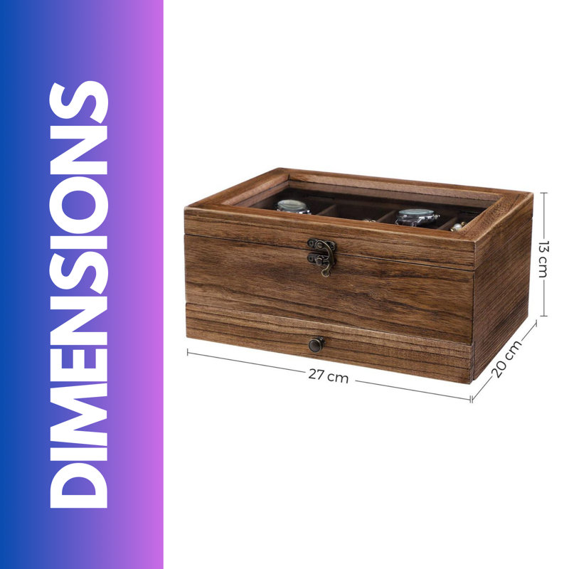 8 Slot Wooden Watch Lockable Box Rustic