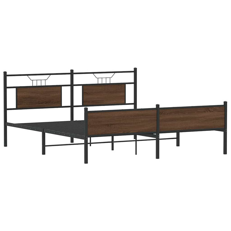 Bed Frame, European Kingsize (160 x 200cm), Brown Oak