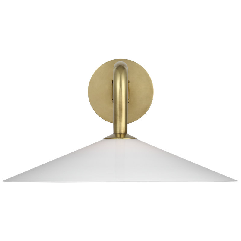 Amber Lewis Ponce 9" Sconce, Hand-Rubbed Antique Brass, White, 8.5" H x 13" W x 23.75" D