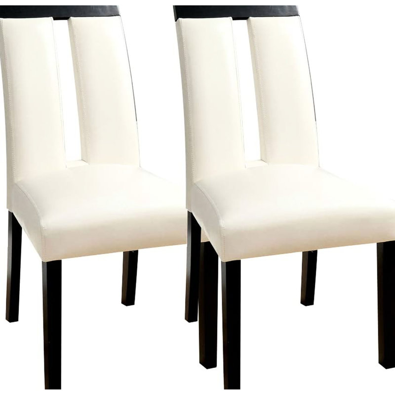 2 chaises contemporaines, noir et blanc, rembourrées avec dossier fendu, dossier élégant et salle à manger