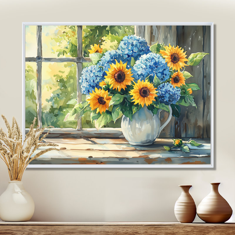 Domella - Floral Wall Art, 30" H x 40" W, Floater Framed Print, White