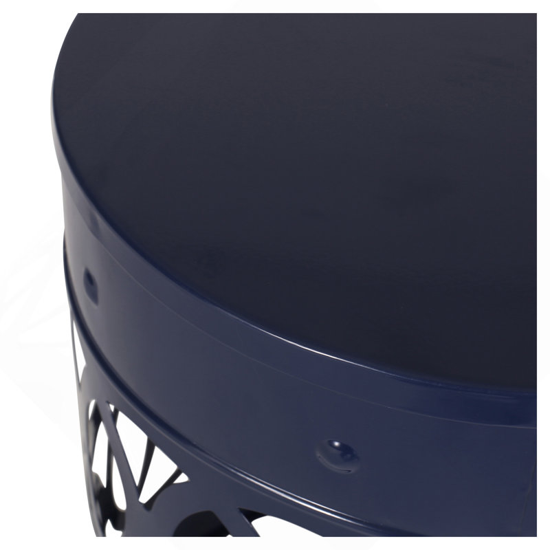 Outdoor Metal End Table -Large, Navy Blue