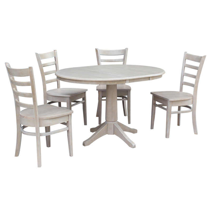 Ensemble de salle à manger extensible Deriya, Taupe gris délavé, 5 pièces : 1 table, 4 chaises