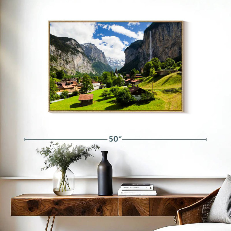 Scénique Lauterbrunnen, Cadre flottant en bois naturel, 37 po x 25 po