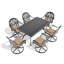 Ensemble de salle à manger 7 pièces en fonte d'aluminium toutes saisons, comprenant 6 chaises pivotantes et une table rectangulaire avec cadre noir