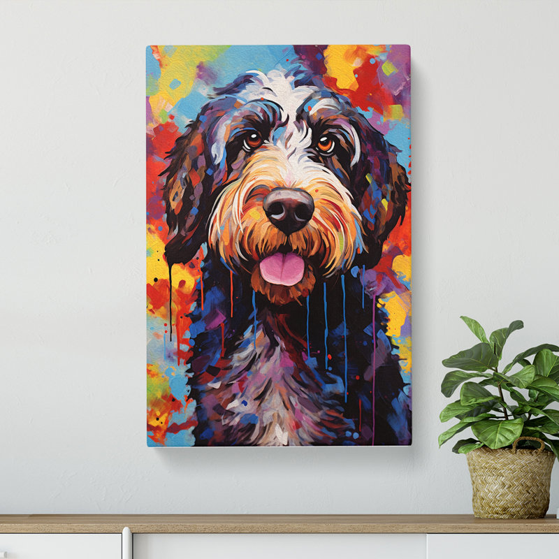 Labradoodle Expressionism No.2 - Wrapped Canvas, 60cm H x 40cm W x 3cm D