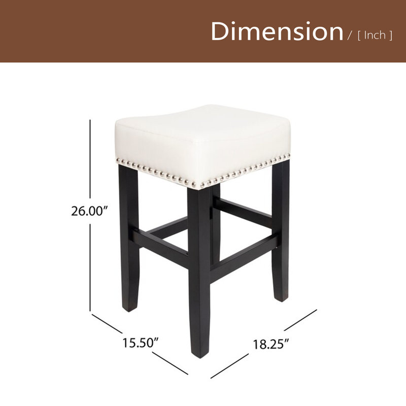 26-Inch Backless Leather Counter Stool (Set Of 2), Ivory