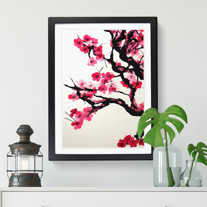 Cherry Blossom Tree Ed - Single Picture Frame Print, 34cm H x 25cm W, Black Framed