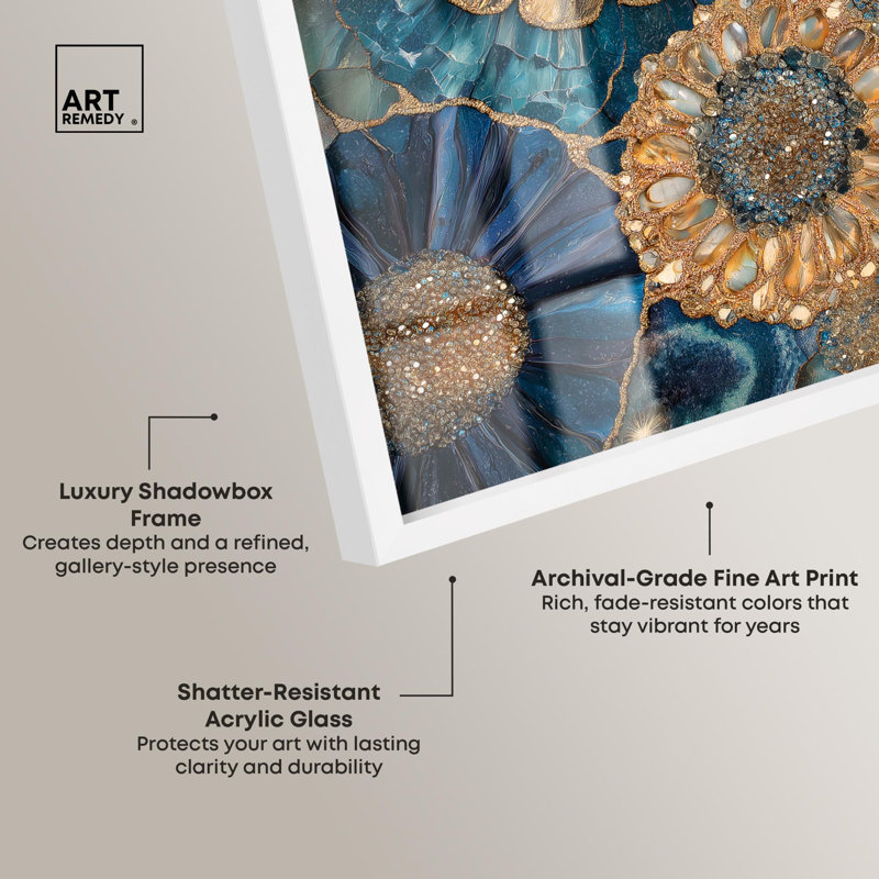 Décoration murale Geode Opulent I "Shadowbox Print" par Art Remedy, H 31 po x l 25 po, Blanc