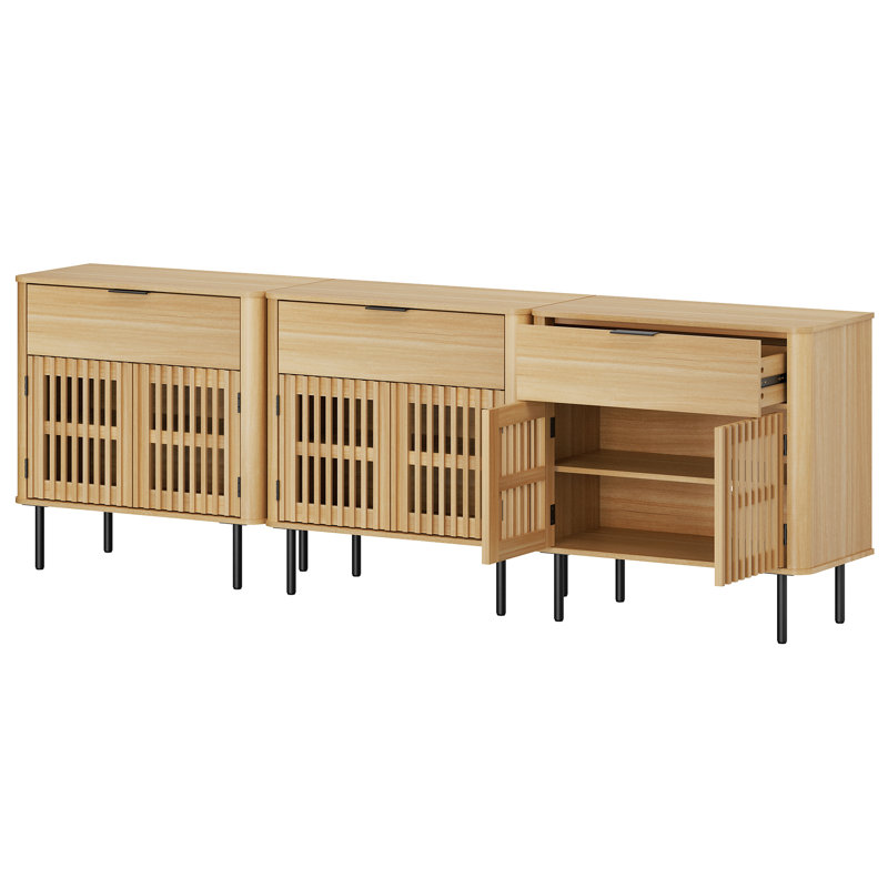 Grande armoire buffet avec tiroirs et portes 94,5 po Feller, Beige