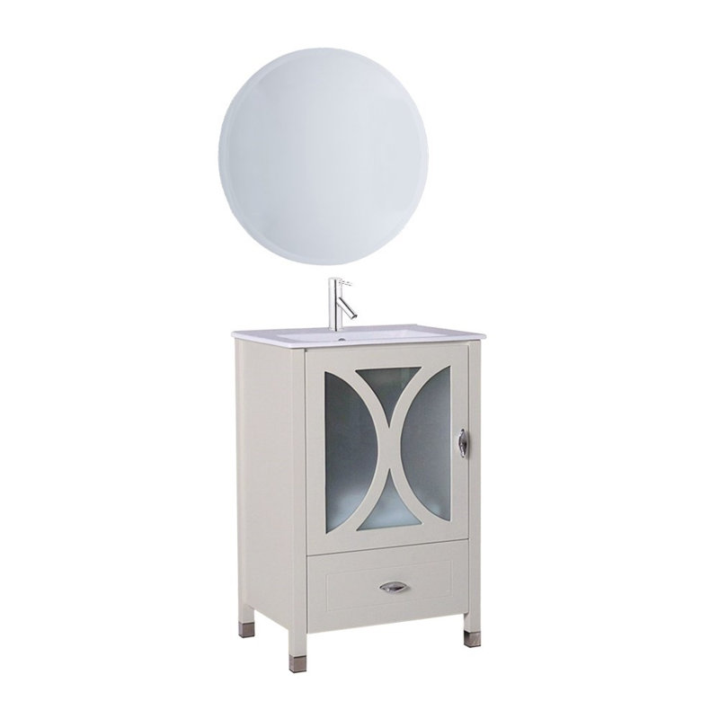 Rouen 24'' Single Bathroom Vanity with Ceramic Top, Light Gray