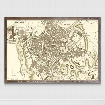 " Custom Sepia Map Of Rome " by Paul Cezanne