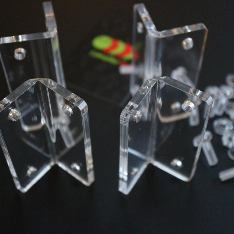 V2, 5mm thickness, Angle L Brackets, Polished Clear Transparent Perspex Acrylic + 20x M5 Bolts, Clear Right Angle Bracket, Corner