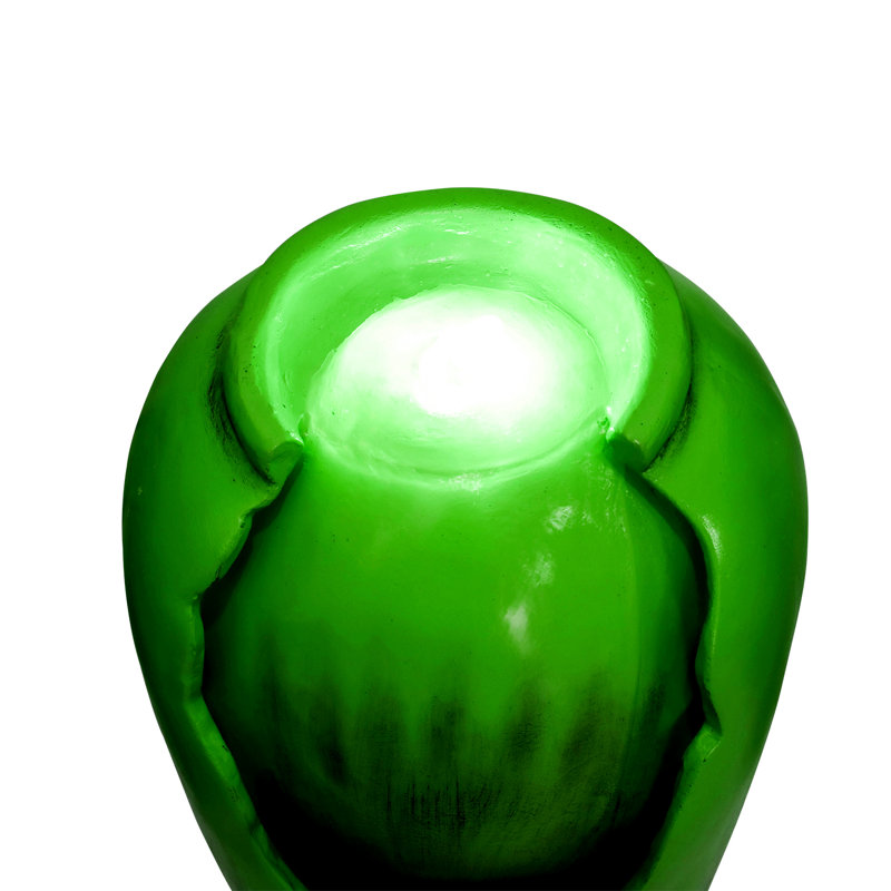 SunJet 30.7" Outdoor vintage garden fountain with LED lights, Green