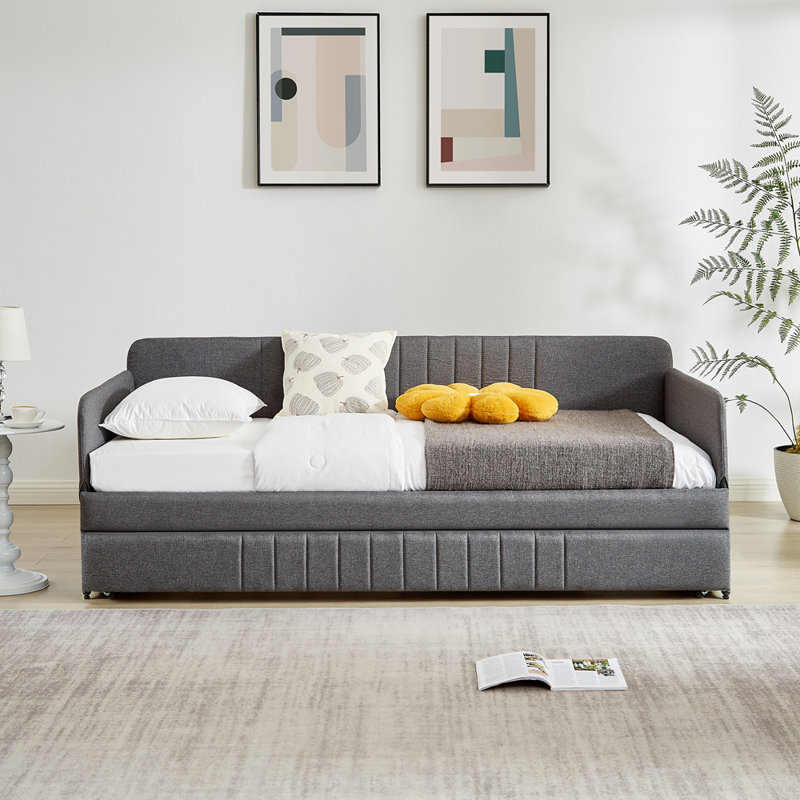 Daybed, sofa bed metal framed with trundle twin size, Grey