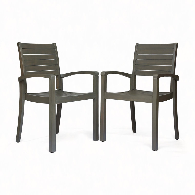 Chaises de salle à manger empilables pour l'extérieur avec cadres en bois d'acacia de luxe, parfaites pour les petits patios et les espaces haut de gamme