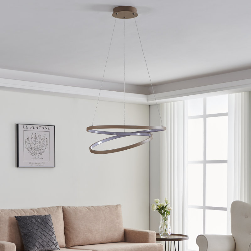 Yokley 1 - Light LED Pendant, Satin Nickel, 150cm H x 55cm W