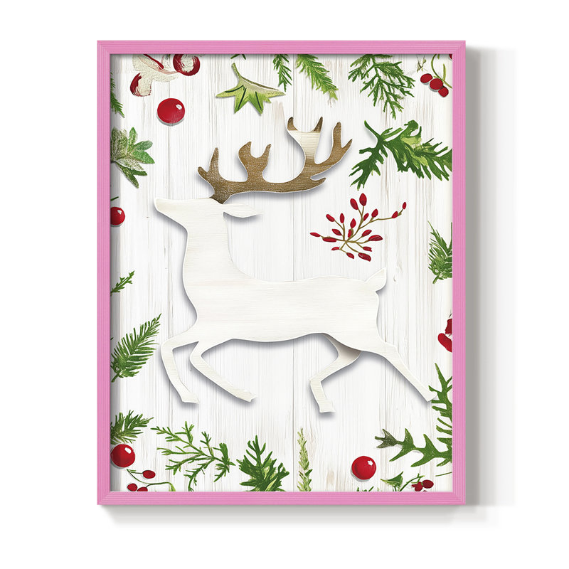 Reproduction encadrée - bois massif, H 11 po x l 9 po, Rose