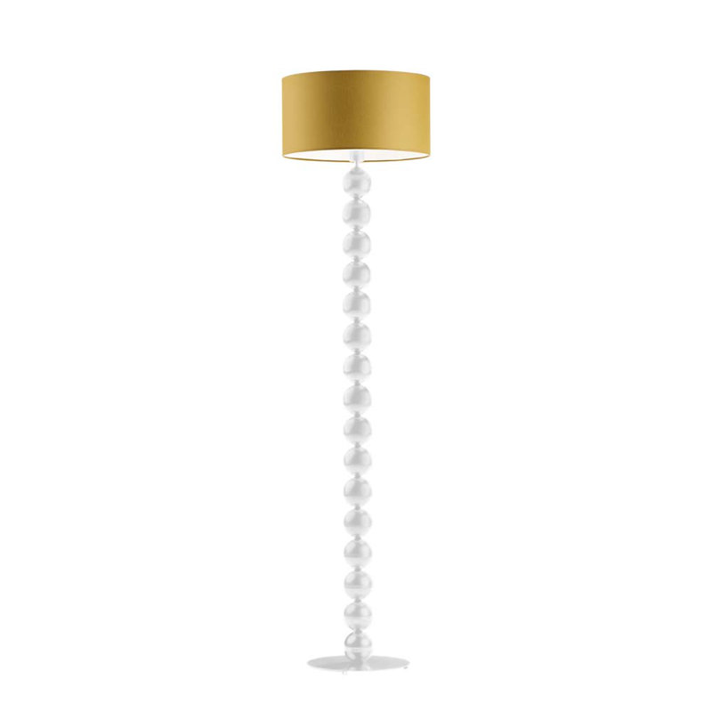 Moody 158cm Traditional Floor Lamp, White, Mustard