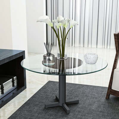 24" Round Tempered Glass Table Top, 1/4" Inch Thick, Quality Material, To Wear, Heat, Corrosion, Impact, For Guesthouse, Hotel, Home, Office, Lobby, Meeting, Dining, Patio, Coffee Tables
