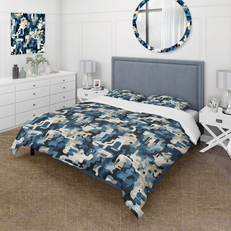 Ensemble de housse de couette Industrial Fusion III - Camouflage, Housse de couette pour grand lit et 2 taies décor