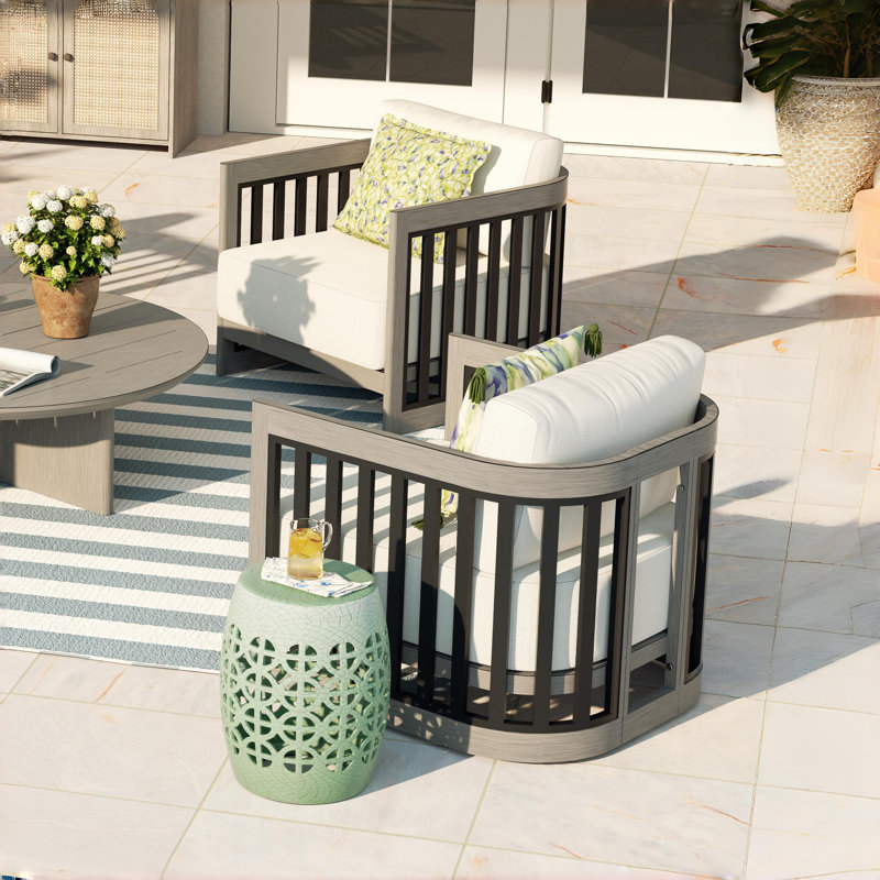 Chaises longues avec coussins Sereno, Noir/gris