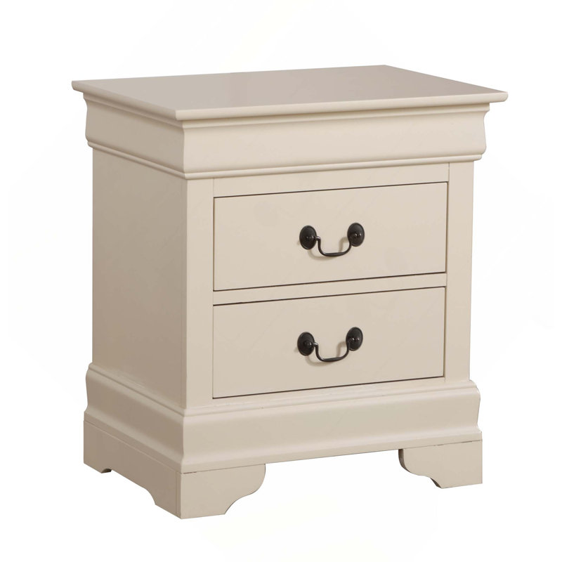 Table de chevet élégante à 2 tiroirs Woode pour votre chambre à coucher, Beige